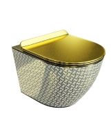 унитаз Lavita Sofi slim golden never die подвесной, сиденье дюропласт, без ободка (5900378326533)
