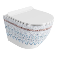 унитаз Lavita Sofi Slim Folklor подвесной, с сиденьем, белый с узором (5900378335412)