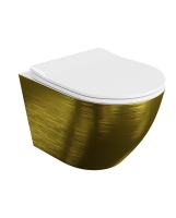 унитаз Lavita Sofi slim brushed gold подвесной, сиденье дюропласт, без ободка (5900378331858)
