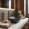 змішувач для умивальника Rea Lungo Diamond high brushed copper (REA-B9846)