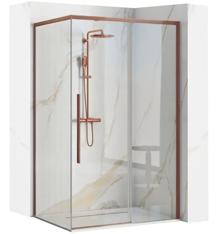 душова кабіна Rea Solar 90x120x190 безпечне скло, прозоре, copper brush (REA-K9514)