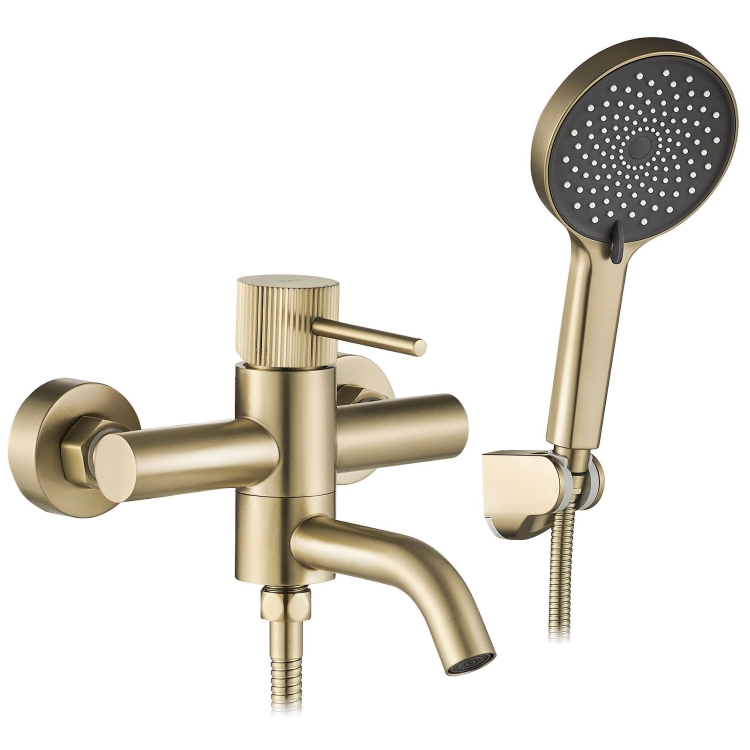 смеситель для ванны и душа Rea Lungo Stripe brushed gold (REA-B8055)