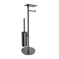 бумагодержатель с полкой и щеткой Omnires Modern Project отдельностоящий, brushed anthracite (MP60820AT)