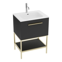 тумбочка с умывальником Lavita Boston 60 напольная, black mat (5900378345558)
