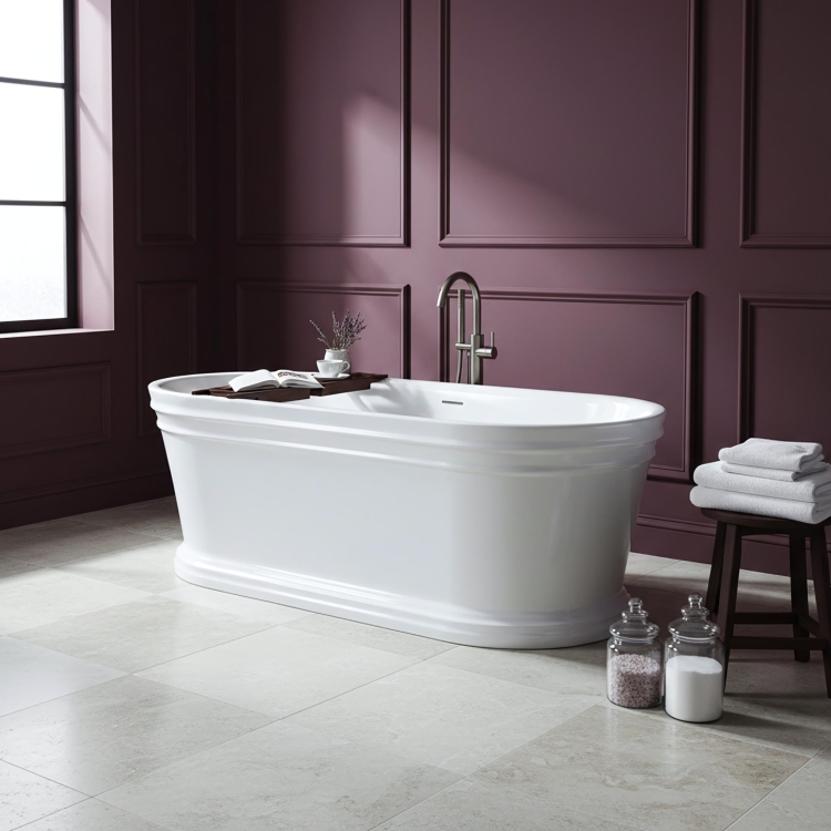 ванна акриловая Rea Olivia 170x77 отдельностоящая, белая (REA-W0507)