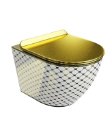 унитаз Lavita Sofi slim checked gold подвесной, сиденье дюропласт, без ободка (5900378326519)