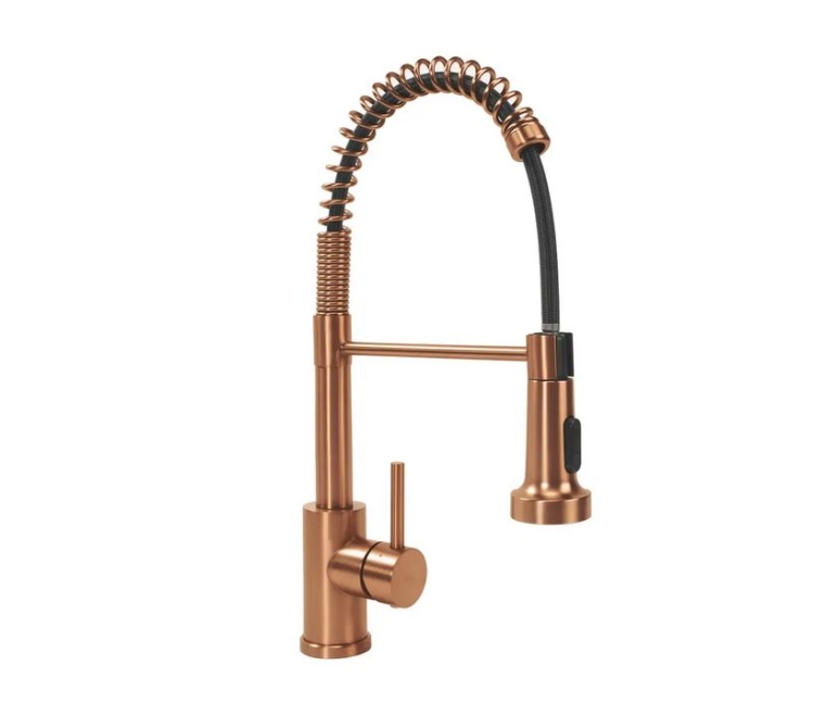 смеситель для кухни Rea Colin с пружиной и выдвижным изливом brushed copper (REA-B5459)