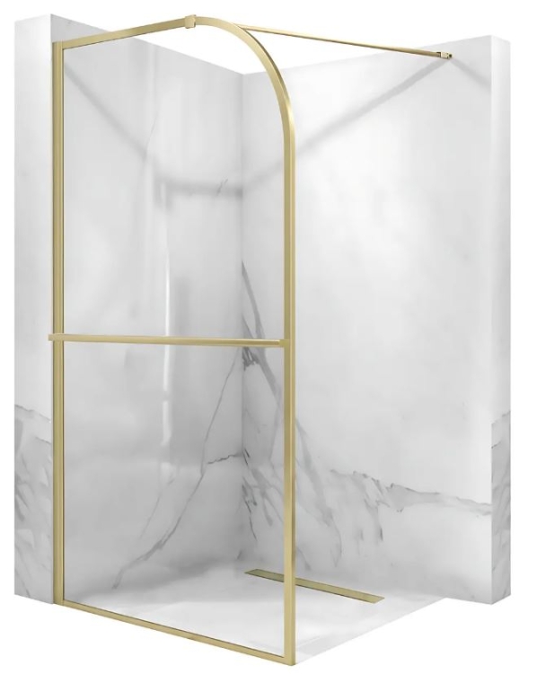 душевая перегородка Rea Sky 100x200 transparent, brush gold (REA-K4330)