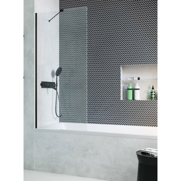 штора для ванни Radaway Modo PNJ 90 безпечне скло, прозоре, чорна (10006090-54-01)