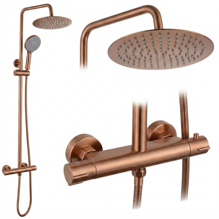 душова система для душу з термостатом Rea Lungo copper brushed (REA-P6734)