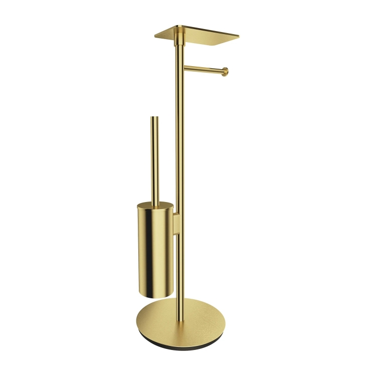 паперотримач з полицею та щіткою Omnires Modern Project окремостоячий, brushed brass (MP60820BSB)