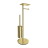 бумагодержатель с полкой и щеткой Omnires Modern Project отдельностоящий, brushed brass (MP60820BSB)