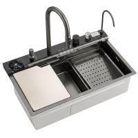 кухонна мийка Rea Alonzo 75x46 багатофункціональна з сифоном black (ZLE-06418)