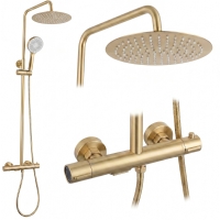 душова система з виливом Rea Drop з термостатом brushed gold (REA-P9662)