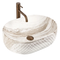 умывальник Rea Oktawia Saturn 50x35,5 матовый, имитация камня (REA-U3529)