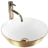 умивальник Rea Stella 35,5x35,5 gold brush/white (REA-U9087)