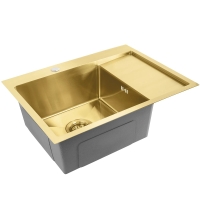 кухонная мойка Rea Fin 62x48 с сифоном, brush gold (ZLE-06013)