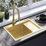 кухонная мойка Rea Fin 62x48 с сифоном, brush gold (ZLE-06013)