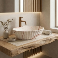 умывальник Rea Samanta Zen 49,5x38 матовый, бежевый, имитация камня (REA-U3532)