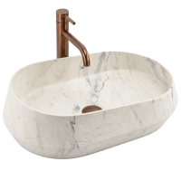 умывальник Rea Zoe Marlo 59x38 матовый, бежевый, имитация камня (REA-U3539)