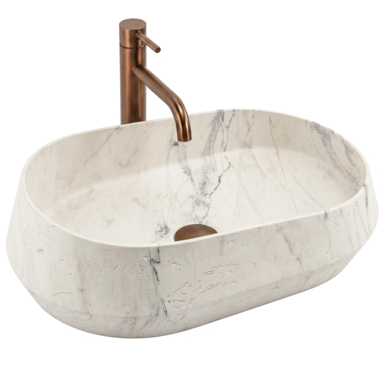 умывальник Rea Zoe Marlo 59x38 матовый, бежевый, имитация камня (REA-U3539)