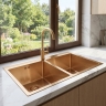 кухонная мойка Rea Joel 83x55 с сифоном brush copper (ZLE-06412)
